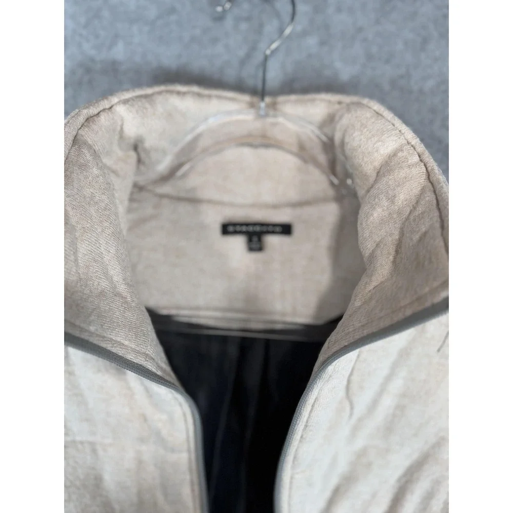 Staccato Vest Womens Small Beige Gray Black Colorblock Puffer Zip Up Sleeveless